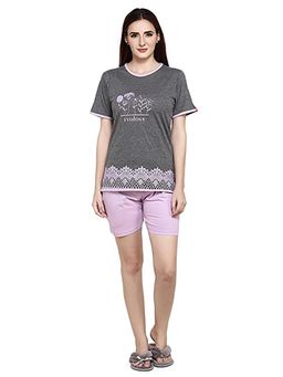 evolove - Purple Printed T-Shirt and Shorts