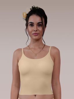 SOIE - Seamless Beige Body Fit Padded Camisole with Detachable Back Straps