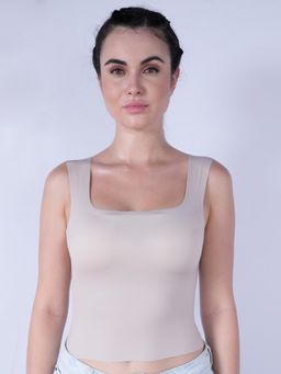 SOIE - Seamless Grey Padded Camisole with Broad Straps