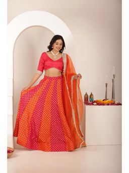 DEASHA INDIA - Priya Multi Coloured Kali Lehenga with Blouse and Dupatta (Set of 3)