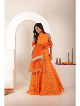 DEASHA INDIA - Ranya Orange Buti Lehenga with Blouse and Dupatta (Set of 3)