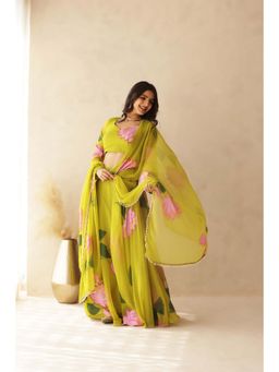 DEASHA INDIA - Chhavi Green Hand Painted Lehenga with Blouse and Dupatta (Set of 3)