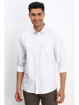 Allen Solly - Men White Slim Fit Floral Print Full Sleeves Casual Shirt