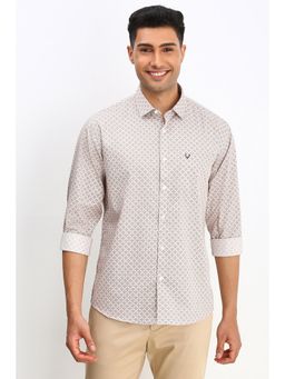 Allen Solly - Men Brown Slim Fit Print Full Sleeves Casual Shirt