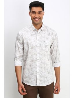 Allen Solly - Men White Slim Fit Floral Print Full Sleeves Casual Shirt
