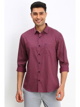 Allen Solly - Men Purple Slim Fit Print Full Sleeves Casual Shirt