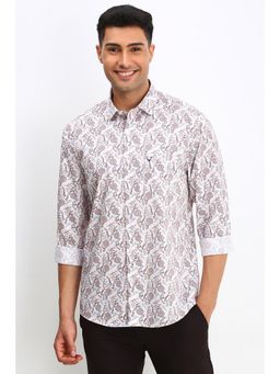 Allen Solly - Men Off White Slim Fit Print Full Sleeves Casual Shirt
