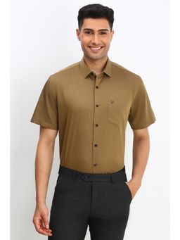 Allen Solly - Men Brown Slim Fit Self Design Half Sleeves Formal Shirt