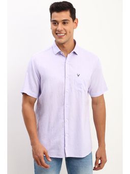 Allen Solly - Men Lavender Slim Fit Solid Half Sleeves Casual Shirt