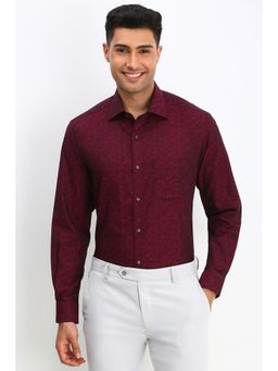 Allen Solly - Men Maroon Regular Fit Print Full Sleeves Formal Shirt