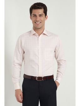 Allen Solly - Men Peach Regular Fit Checks Full Sleeves Formal Shirt