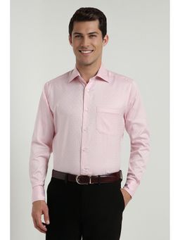 Allen Solly - Men Pink Regular Fit Self Design Full Sleeves Formal Shirt