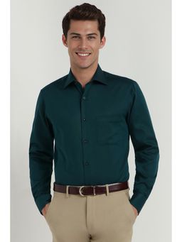 Allen Solly - Men Green Regular Fit Textured Full Sleeves Formal Shirt