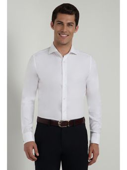 Allen Solly - Men White Slim Fit Textured Full Sleeves Formal Shirt