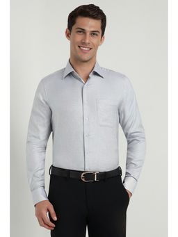 Allen Solly - Men Grey Slim Fit Textured Full Sleeves Formal Shirt