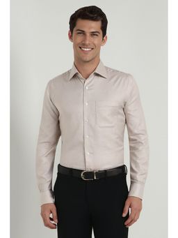 Allen Solly - Men Beige Slim Fit Textured Full Sleeves Formal Shirt