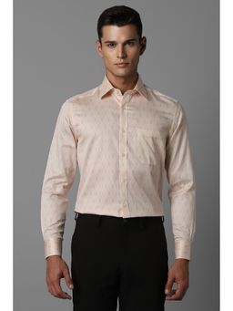 Louis Philippe - Men Peach Regular Fit Print Full Sleeves Formal Shirt