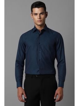 Louis Philippe - Men Navy Blue Regular Fit Full Sleeves Formal Shirt