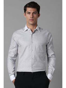 Louis Philippe - Men White Regular Fit Stripes Full Sleeves Formal Shirt