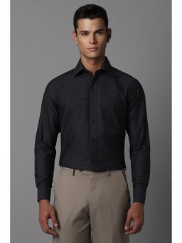 Louis Philippe - Men Black Regular Fit Self Design Full Sleeves Formal Shirt