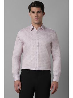 Louis Philippe - Men Pink Slim Fit Print Full Sleeves Formal Shirt