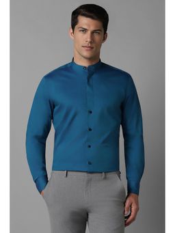 Louis Philippe - Men Blue Slim Fit Solid Full Sleeves Formal Shirt