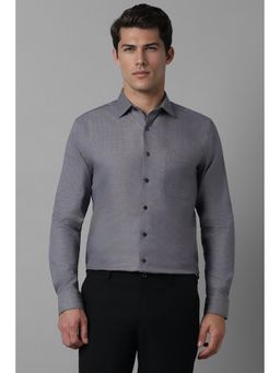 Louis Philippe - Men Grey Slim Fit Self Design Full Sleeves Formal Shirt