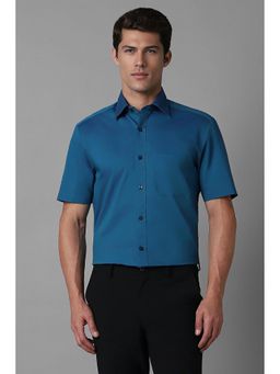Louis Philippe - Men Blue Regular Fit Solid Half Sleeves Formal Shirt