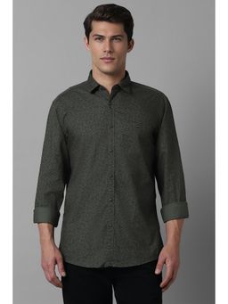 Louis Philippe - Men Green Slim Fit Print Full Sleeves Casual Shirt