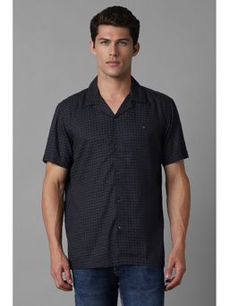 Louis Philippe - Men Navy Blue Slim Fit Print Half Sleeves Casual Shirt