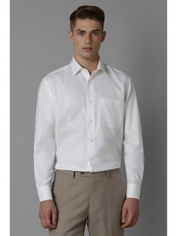 Louis Philippe - Men White Regular Fit Solid Full Sleeves Formal Shirt