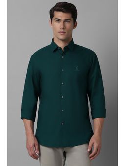 Louis Philippe - Men Green Slim Fit Solid Full Sleeves Casual Shirt