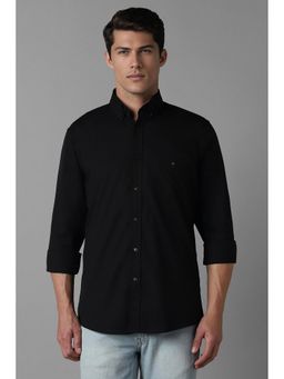 Louis Philippe - Men Black Slim Fit Solid Full Sleeves Casual Shirt