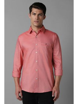 Louis Philippe - Men Peach Slim Fit Solid Full Sleeves Casual Shirt