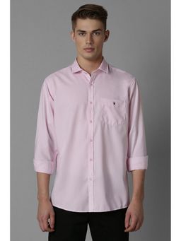 Louis Philippe - Men Pink Slim Fit Solid Full Sleeves Casual Shirt