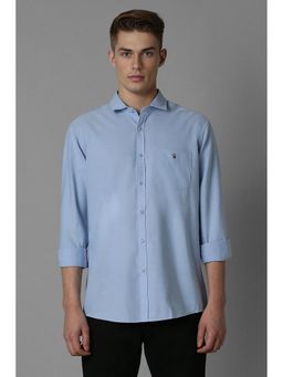 Louis Philippe - Men Blue Slim Fit Solid Full Sleeves Casual Shirt