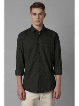 Louis Philippe - Men Black Slim Fit Print Full Sleeves Casual Shirt
