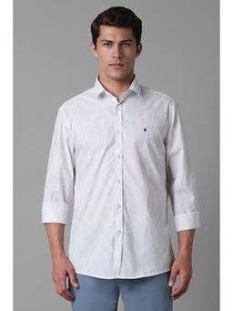 Louis Philippe - Men White Slim Fit Print Full Sleeves Casual Shirt