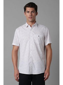 Louis Philippe - Men White Slim Fit Print Half Sleeves Casual Shirt