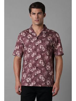 Louis Philippe - Men Maroon Slim Fit Floral Print Half Sleeves Casual Shirt