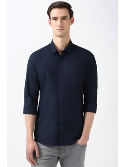 Peter England - Men Navy Blue Slim Fit Solid Casual Shirt