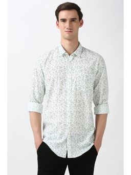 Peter England - Men Green Slim Fit Print Full Sleeves Shirt