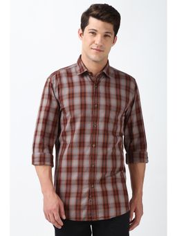 Peter England - Men Multi-Color Slim Fit Checks Full Sleeves Shirt