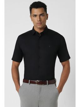 Van Heusen - Men Black Slim Fit Solid Half Sleeves Formal Shirt