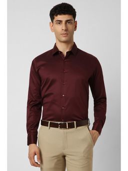 Van Heusen - Men Maroon Slim Fit Solid Full Sleeves Formal Shirt