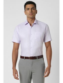 Van Heusen - Men Lavender Regular Fit Checks Half Sleeves Formal Shirt