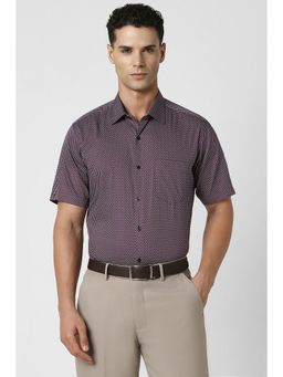 Van Heusen - Men Purple Regular Fit Print Half Sleeves Shirt