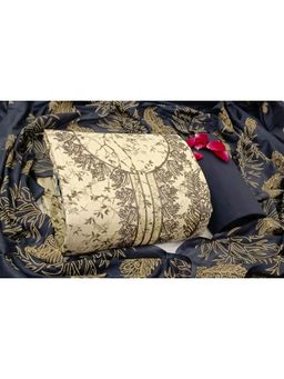 SALWAR STUDIO - Unstitched Cotton Dress Material For Women - Beige & Navy Blue (Set of 3)