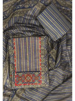 SALWAR STUDIO - Unstitched Cotton Dress Material For Women - Blue & Yellow (Set of 3)