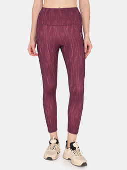Zivame - Zelocity Quick Dry High Rise Leggings - Rhododendron